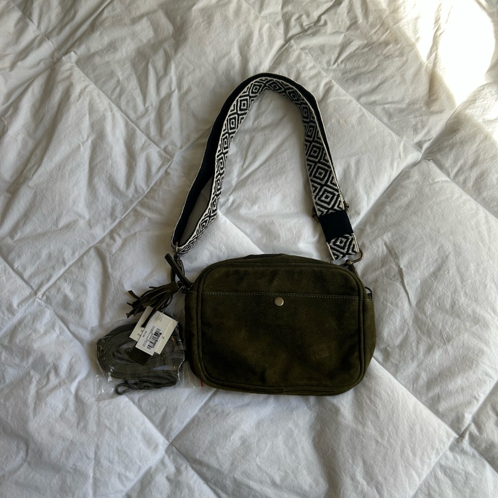 Cost Plus World Market Olive Green Bag with Patterned Strap